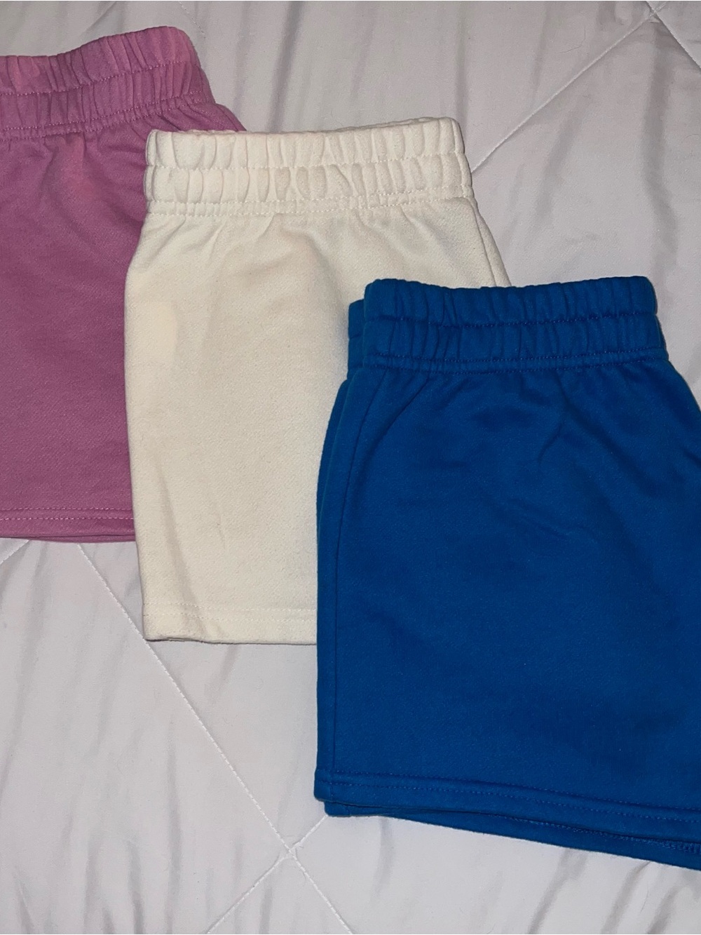 SHEIN 3-Pack Elastic Waist Shorts - Pink, Cream & Blue
